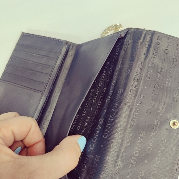 BANDOLINO Oil Slick Snake Skin Wristlet Wallet Clutch Cell Phone Case w/ Chain - Picture 13 of 16